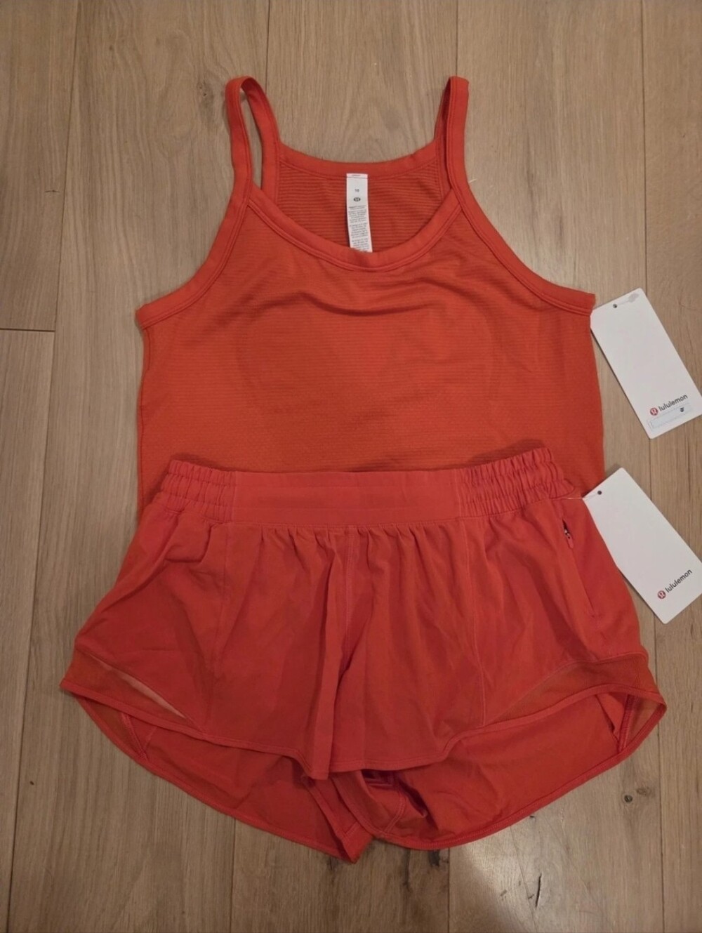 Lululemon Hotty Hot LR 2.5" & Swiftly Cami Size 10 Cherry Ember SET